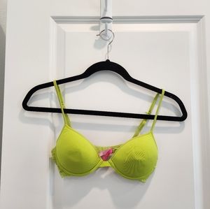 Victoria's Secret Lime Green T-Shirt Lace Bra 34B